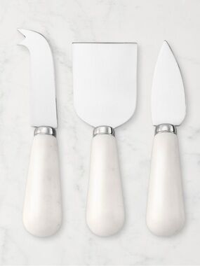 Williams-Sonoma Set of 3 White Marble &Copper Cheese Knives